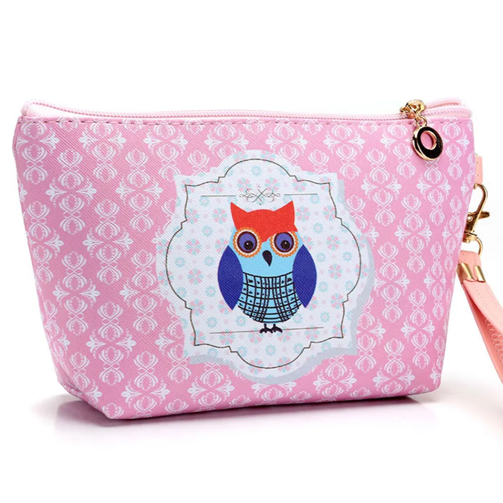 Портативный косметический чехол Сова сумка на молнии туалетный Органайзер