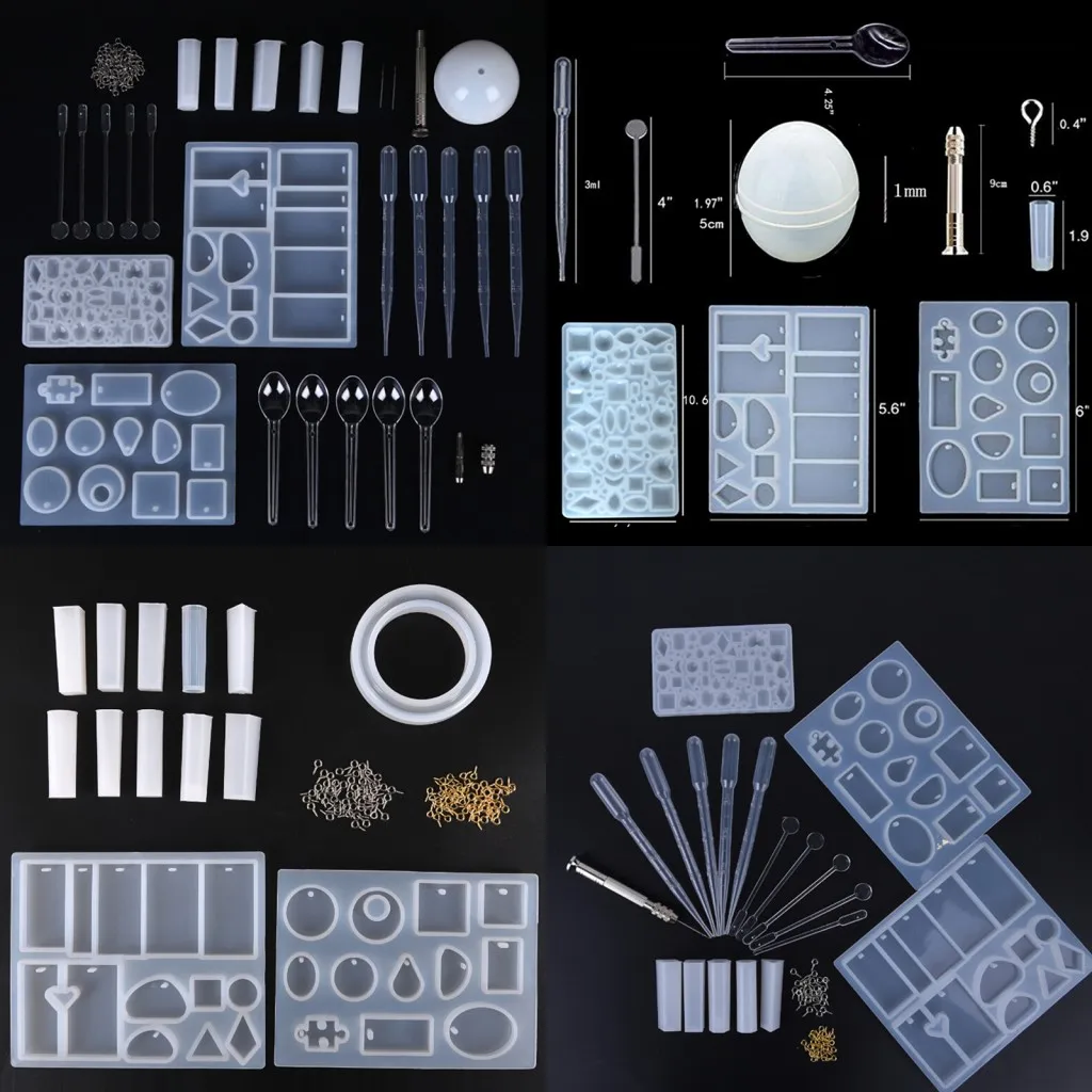 

Hot 1 Set 3 Styles Transparent Silicone Mold Necklace Pendant Resin Mould DIY Hand Craft Jewelry Molds Set DIY Making Tool