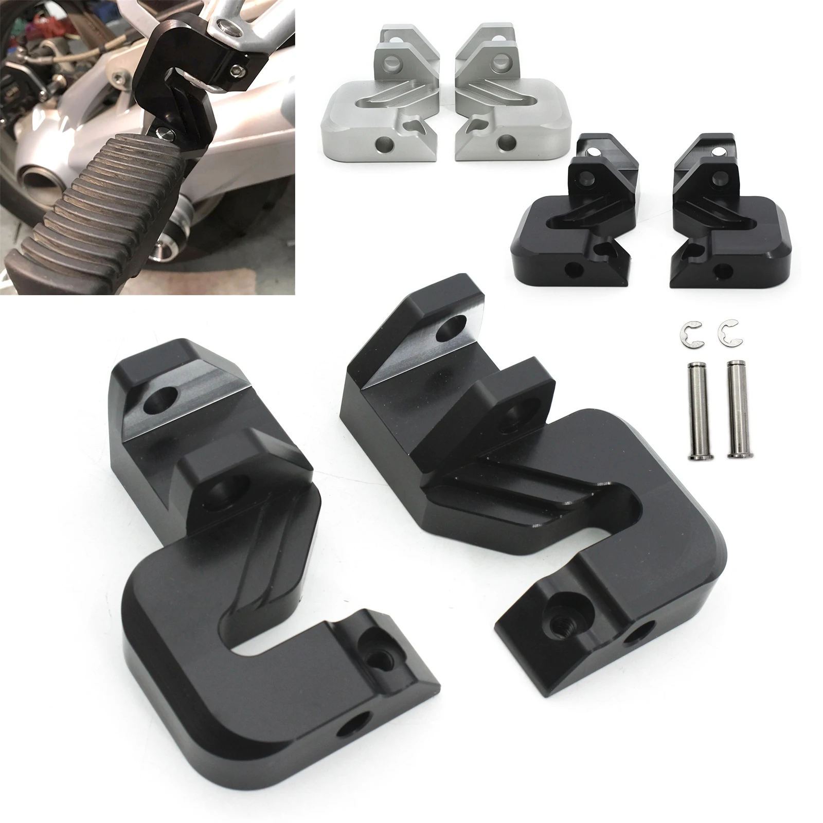 Rear Lower Adapter Passenger Footrest Relocation For BMW R1200GS 2005-2012 Adventure 2006-2013 Motorcycle Aluminum