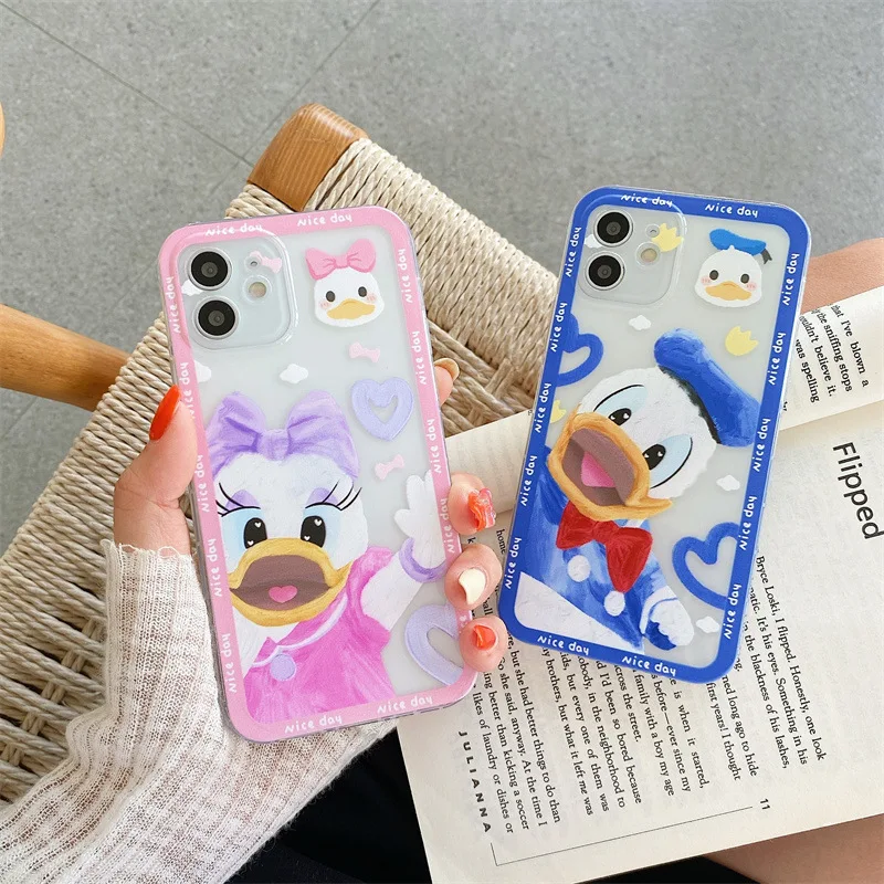 

Disney Donald Daisy Cartoon Mobile Phone Case for iPhone 7/8 plus x/xs xr xsmax 11 pro max 12pro max Soft Cute cellphone Shell