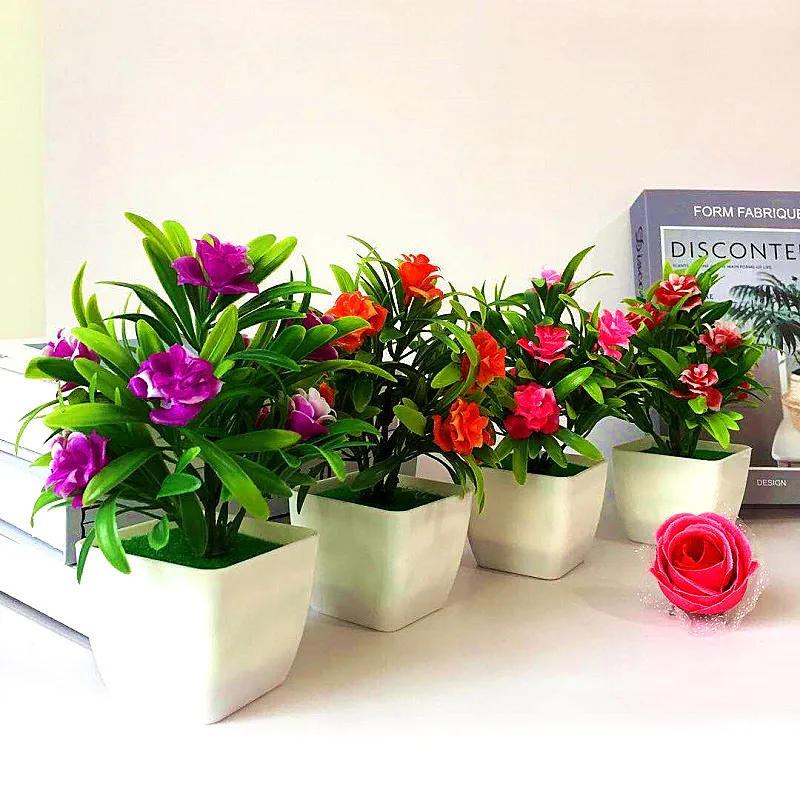 

1Pc Artificial Plant Potted Plastic Lily Flower Pinecone Plants Household Wedding Spring Summer Living Room Potted Decorative