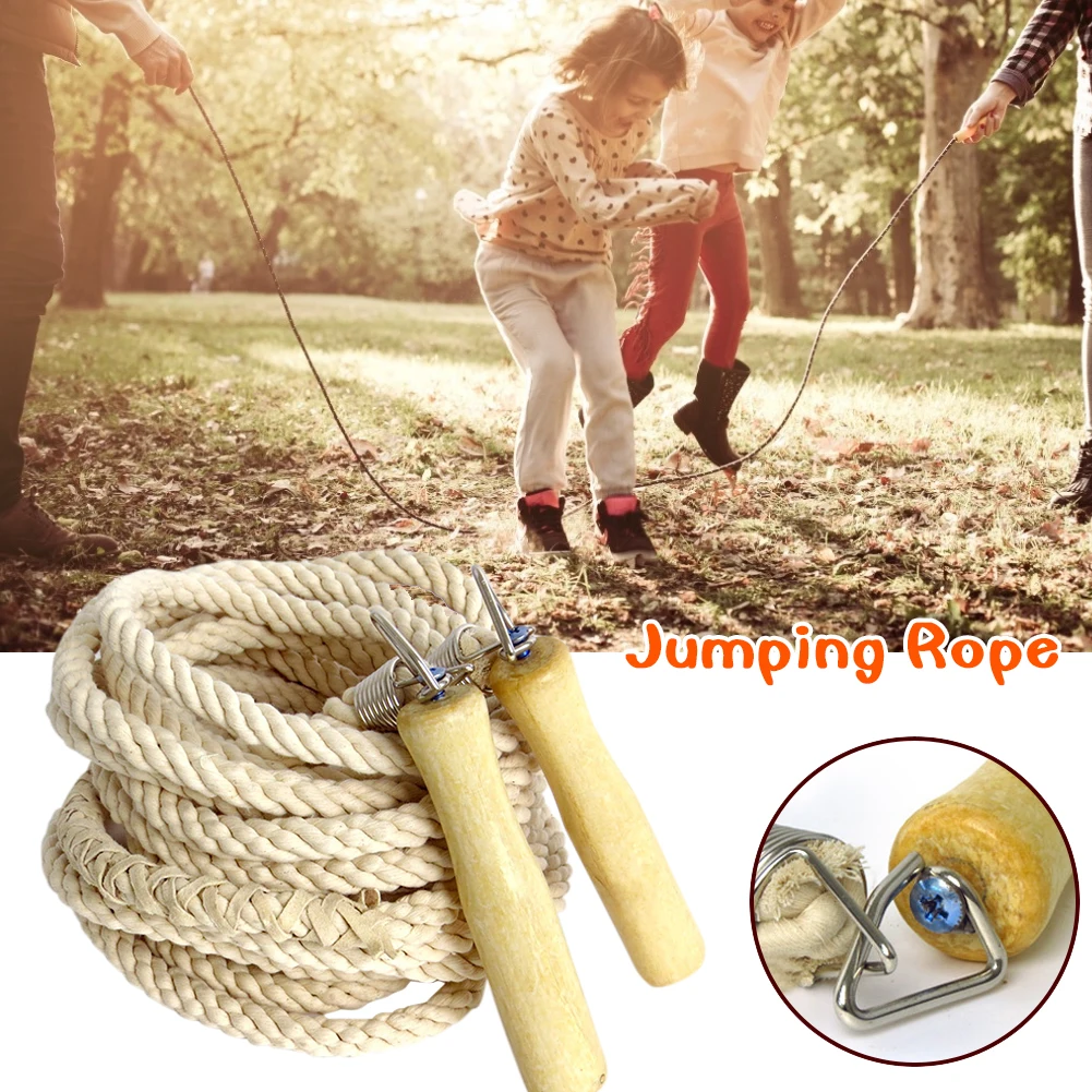 

Wooden Handle Skipping Rope Jumping Rope Great for Gym School Group Jumping Team 5M or 10M