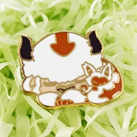 kawaii ampc momo hard enamel pin cute cartoon white bison animal medal brooch accessories avatars anime fans badge jewelry