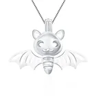 CLUCI Серебро 925 женщин Подвески кулон ювелирные изделия страшная улыбка летучая мышь в форме клетки кулон для Хэллоуина жемчужный медальон клетки SC140SB