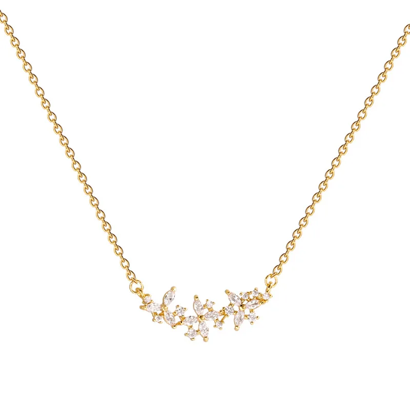 

New zircon flower pendant titanium steel necklace female design sense fashion temperament personality clavicle chain