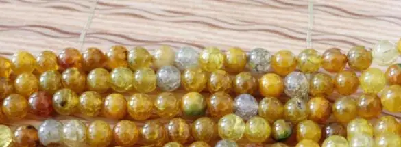 Natural Tourmaline tea Yellow and black dragon pattern Round Spacers Loose Beads For Jewelry Making DIY Bracelets | Украшения и