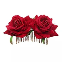women hair combs decorative 7cm velvet rose flowers headdresses hair accessories for girls hairstyling floral head wreath