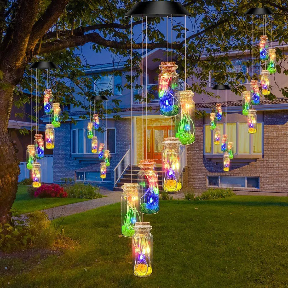 

Colorful Wind Chime Solar Light Wishing Bottle Outdoor Waterproof Garden Lamp LED Hanging Night Light Yard Patio Solar Lamp Deco