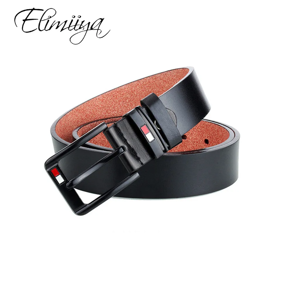 Бренд eliiiya Классические черные джинсы с пряжкой ремень из искусственной кожи