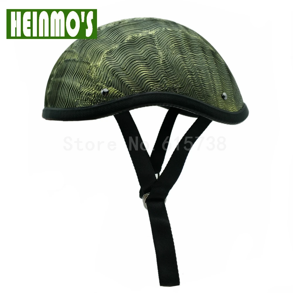 

New Fiber Glass motocross retro helmet motorcycle half helmet Green Bronze open face helmets Glass fiber casque