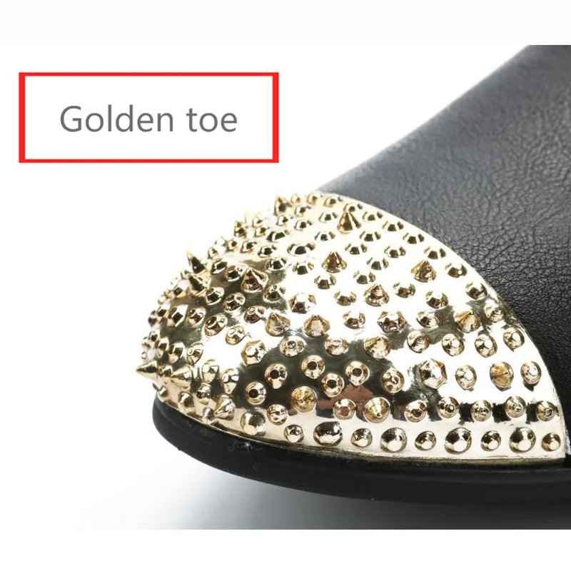 Новая мода золото топ и металлическим носком Для мужчин шипы штифты заклепки