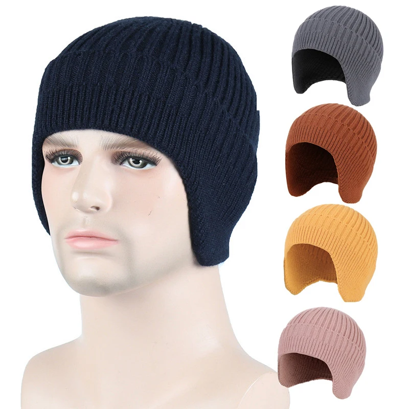 

Fashion Warmth 5colors Gift Men Winter Soft Knitting Earmuffed Hat Warm Cap Knitted Hat