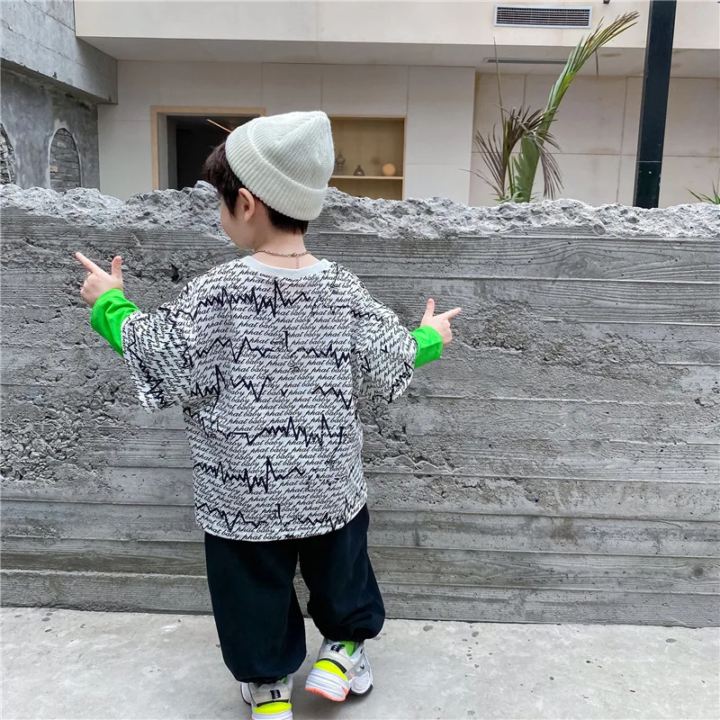 

Keelorn Boys Casual T-shirts 2021 New Spring Kids Print Sweatshirt For Boy Long Sleeve Korean Children Patchwork Tops