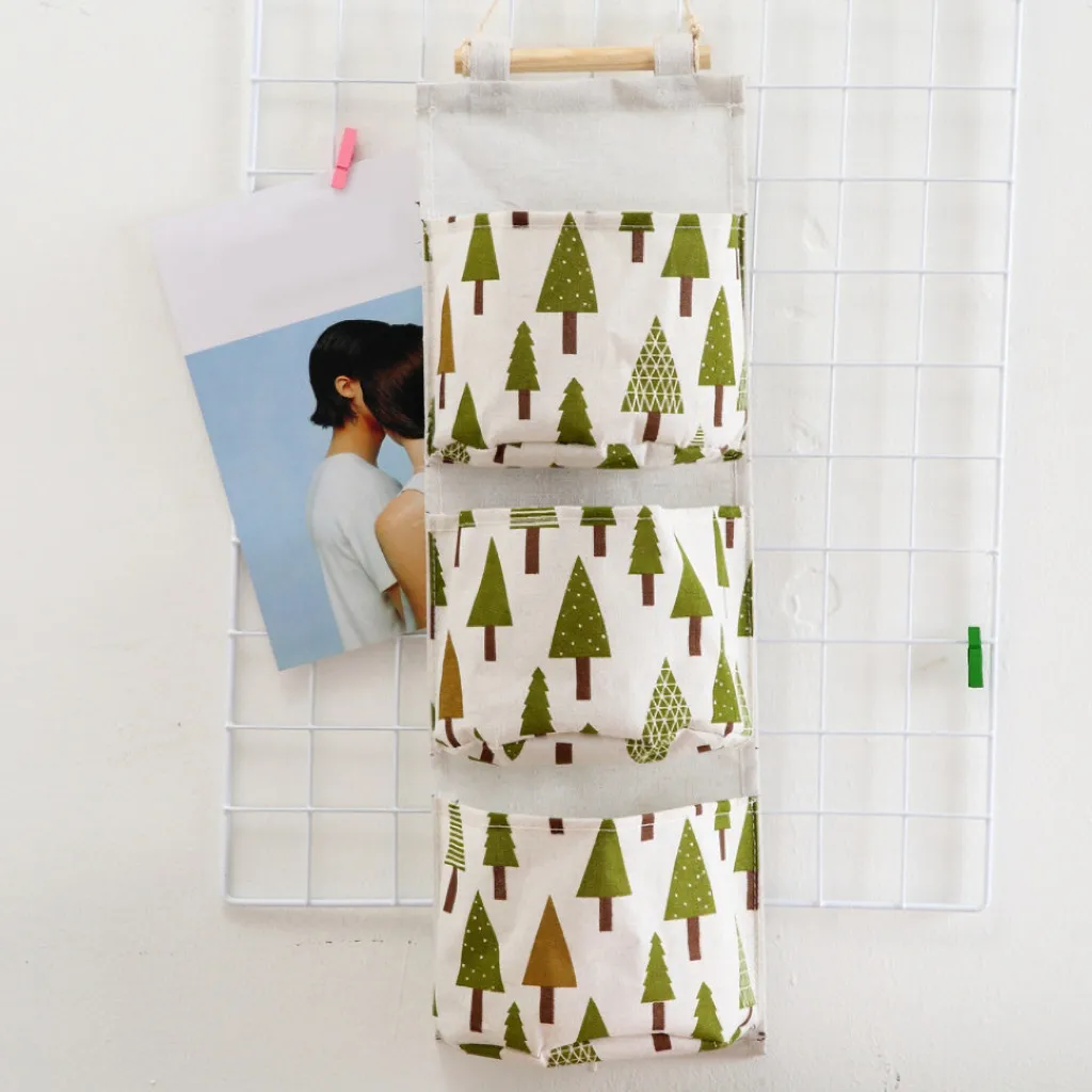 Тканевая настенная сумка для хранения с 3 карманами органайзер шкафа подвесная