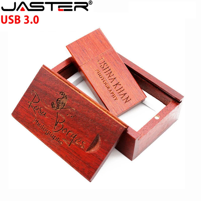 

JASTER USB 3.0 Wooden usb+wood BOX usb flash drive pendrive 4GB 8GB 16GB 32GB 64GB wedding Photography gift (1 pcs free LOGO)