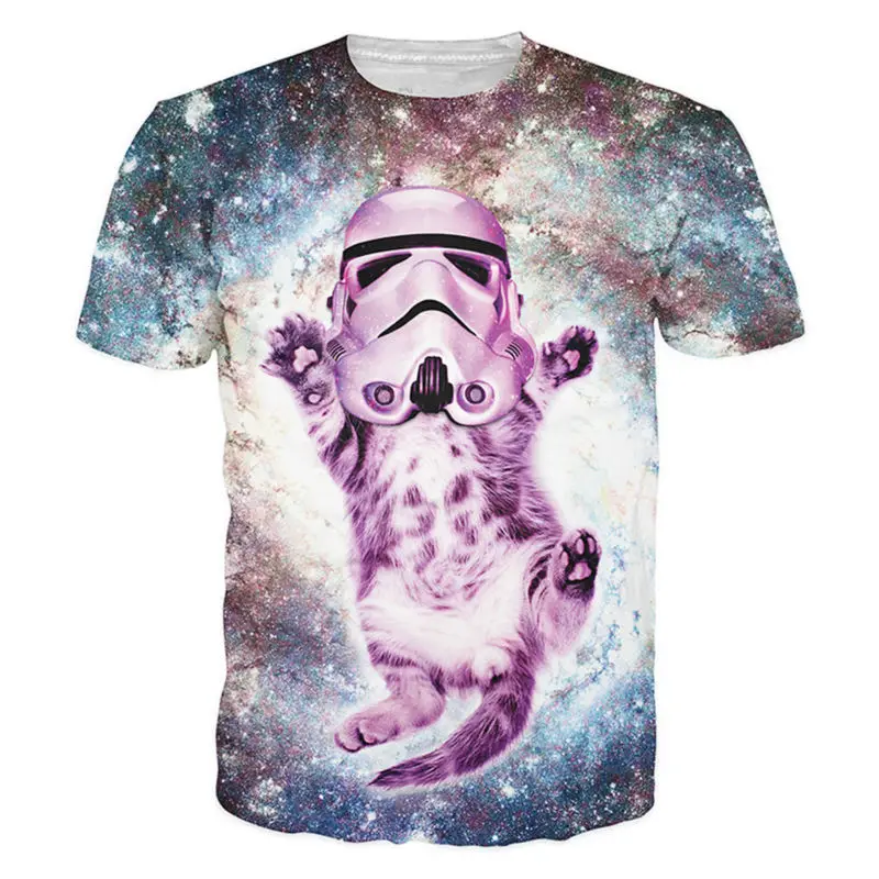 

Galaxy 3D Printed T-shirts Men T Shirt Short Sleeve Casual Summer Tops Animal Cat Mask Fantasy Graphic Tshirt Comfortable Tees