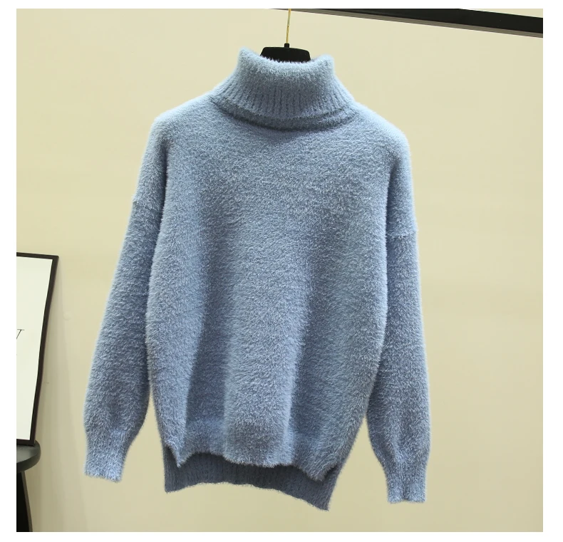 Женский свитер с высоким воротом Осень-зима 2021 плотный искусственный пуловер из