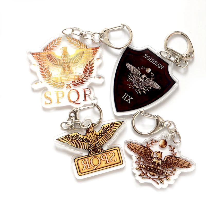 Брелок SPQR с символом римского сената и силы лидера акриловый двухсторонний