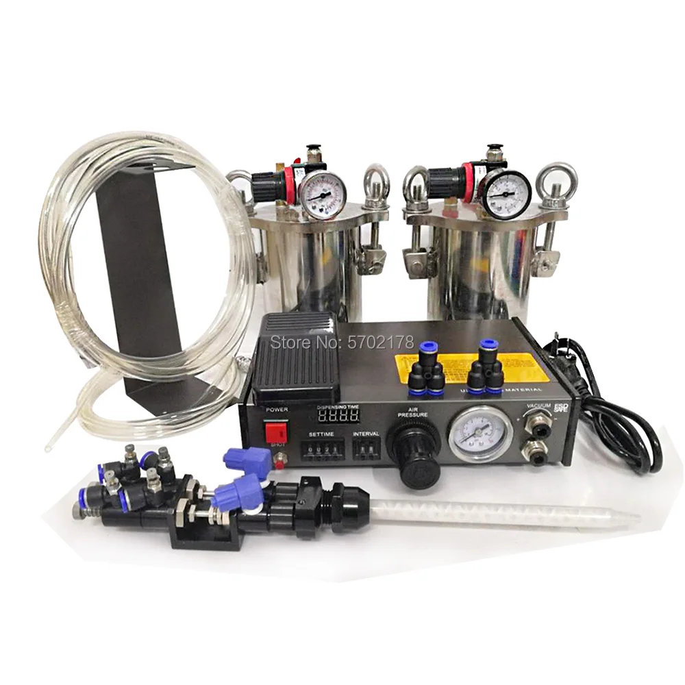 

Semi Auto Glue Dispenser for Epoxy Resin AB Mixing Doming Liquid Glue Dispensing Machine Equipment With 2L storage tank