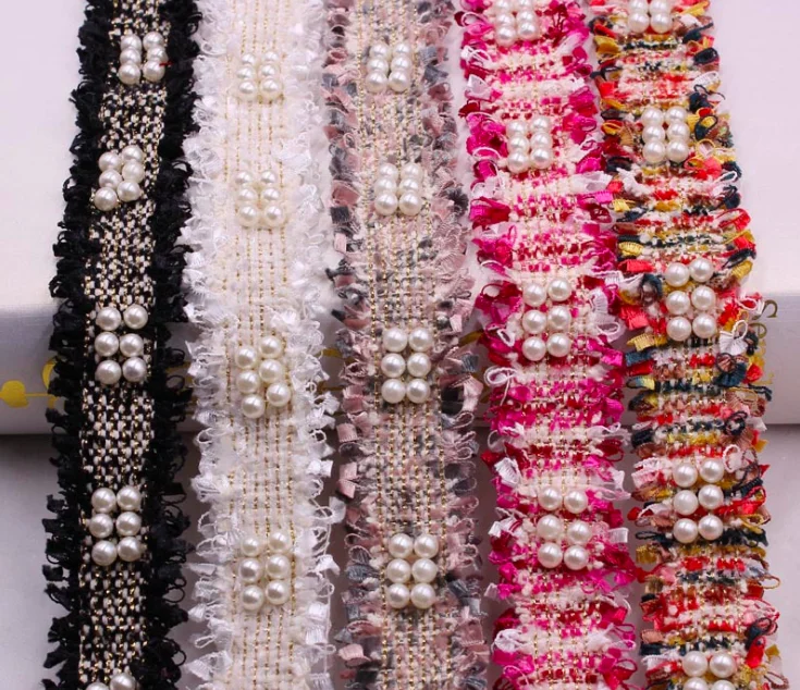 5 ярдов пластиковые жемчужные вышитые бисером кружева 3 см одежда воротник