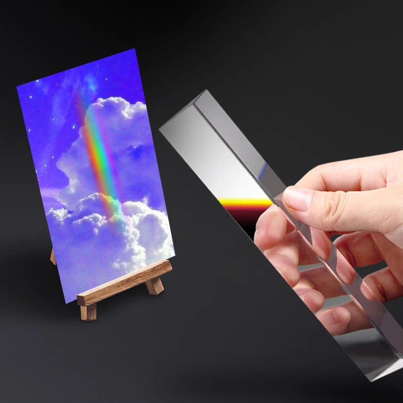 

30x30x100mm Triangular Prism BK7 Optical Prisms Glass Physics Teaching Refracted Light Spectrum Rainbow Science Experiment Toys