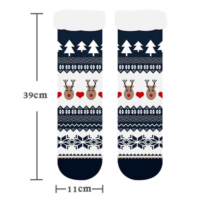 

Autumn Winter Women Slippers Home Socks Christmas Cartoon Elk Floor Socks Plush Velvet Non-slip Carpet Fluffy Warm Socks