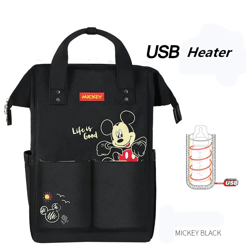 Disney Микки Минни Пух сумка для подгузников подгузник сумка рюкзак USB бутылка изоляционные сумки путешествия кормления ребенка Мумия сумочка - Цвет: 1