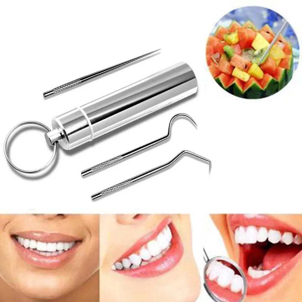 

Stainless Steel Toothpick Set With Portable Toothpick Storage Household Holder Container Case Outdoor Travel Box Seal J5Z6
