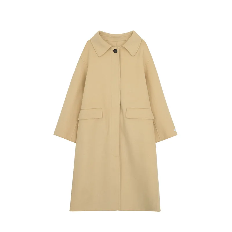 Женский кардиган ручной работы пальто шерстяное верблюжье Свободное длинное