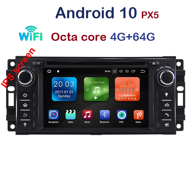 IPS 6 2 &quotAndroid 10 0 Octa Core радио автомобиль DVD плеер GPS навигации для JEEP свобода патриота