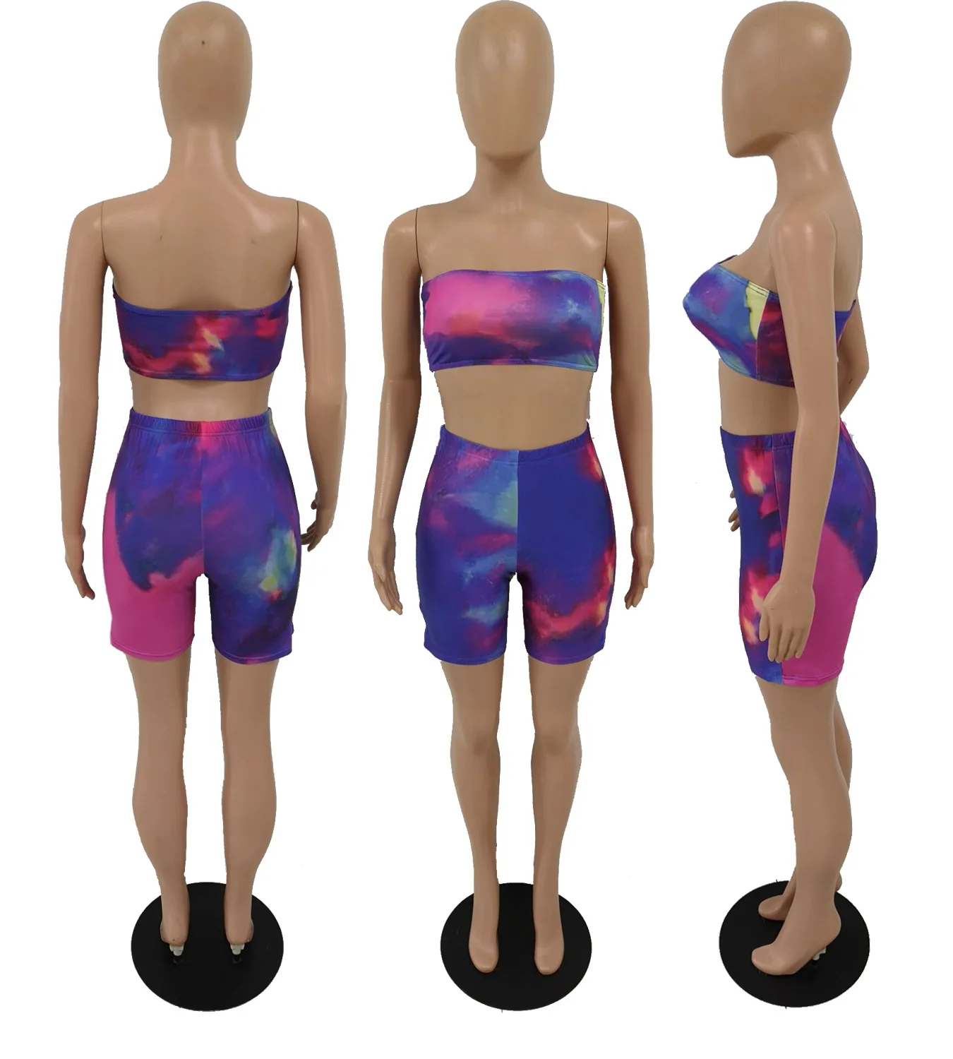 Комплект из 2 предметов женская летняя одежда укороченный Топ без бретелек и