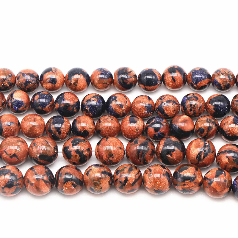 

Natural Stone Mix Color Goldstone Loose Beads 6-12MM Men Women Fashion Necklace Charms Wholesale for Jewelry Making