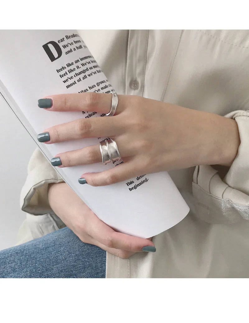 SHANICE INS 925 стерлингового серебра Открытое кольцо кольца на палец для женщин неправильной поверхности матовый рисунок дамы кольцо Модные ювелирные изделия
