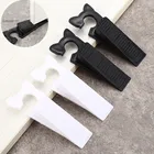 Пластиковые дверные ограничители в форме клина, Нескользящие черные дверные ограничители для офиса, дома, детской безопасности, напольная дверная ограничитель