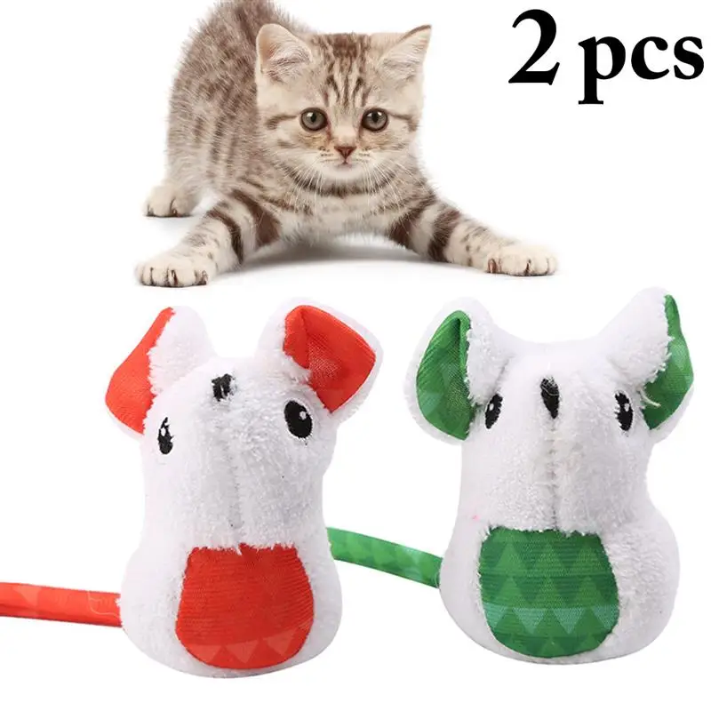 

Kapmore 2pcs/set Cat Catnip Toys Fashion Creative Lovely Plush Mouse Shape Kitten Toy Pet Play Toy Cat Favors Pet Supplies