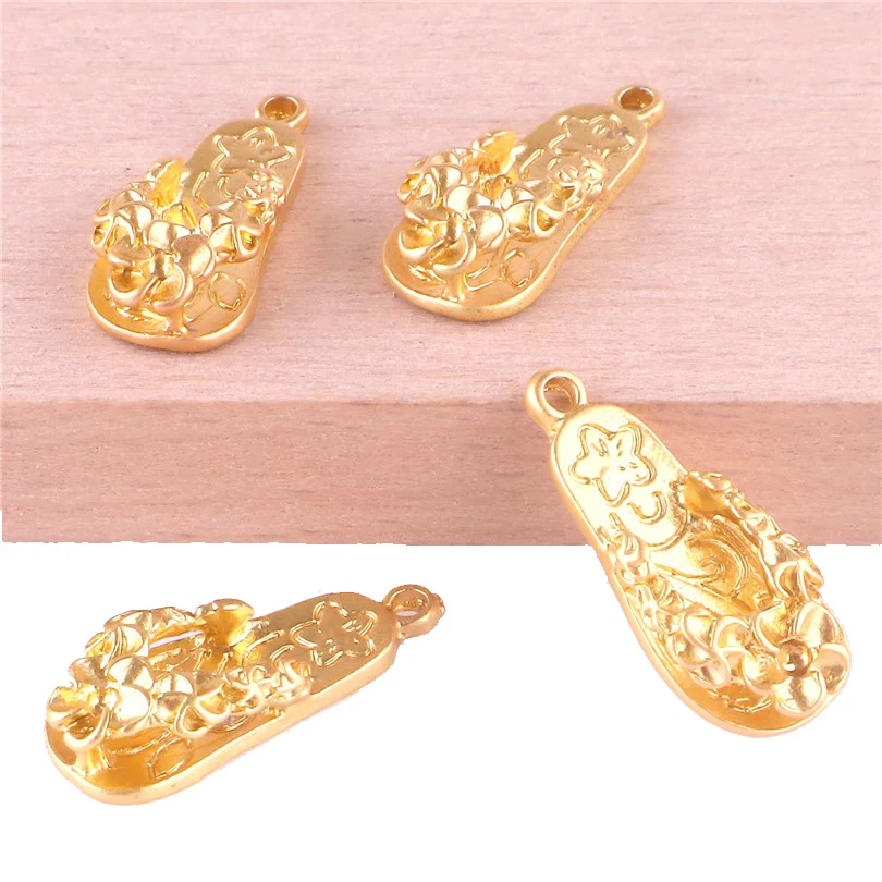 Шлепанцы и подвески в форме цветка золотого цвета для изготовления ювелирных