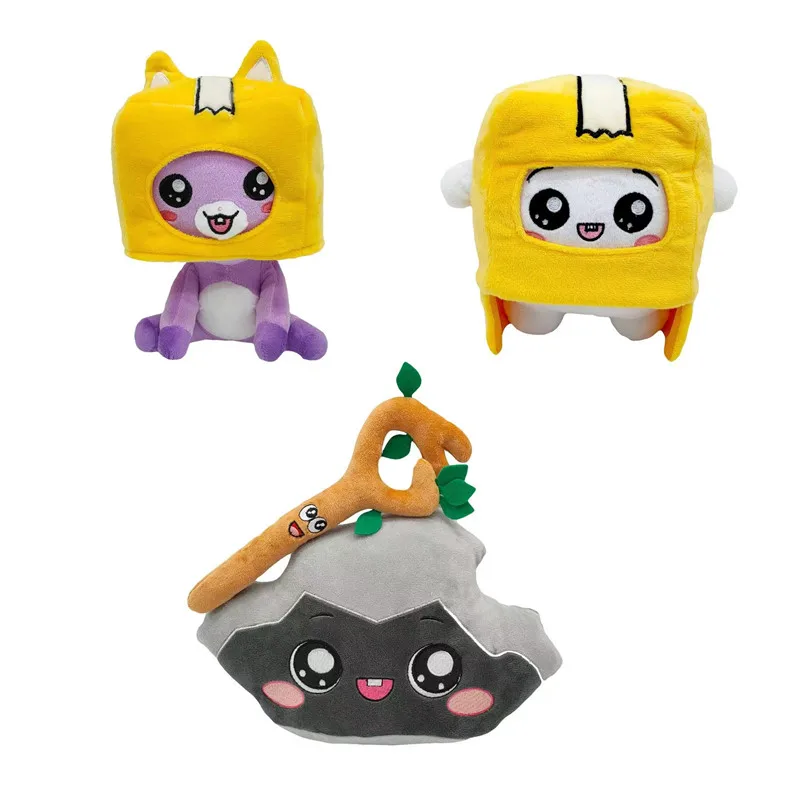 Cute Baby Lankybox pluszowe zabawki Boxy/Cat/Foxy/Rocky Kawaii Robot z kreskówki nadziewane Anime pluszowe lalki zabawki dla dzieci prezenty