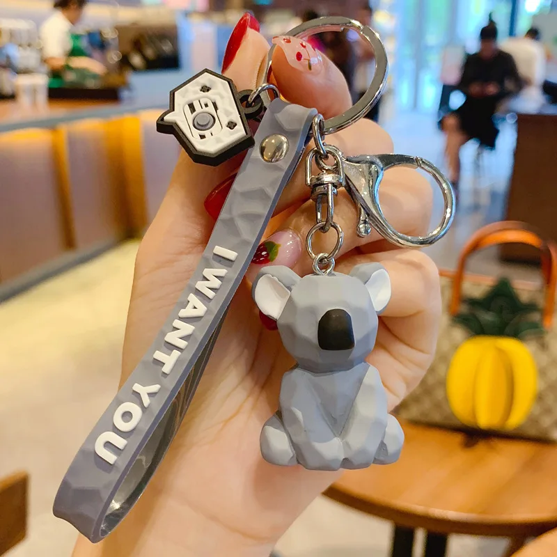 

DHL100PCS 10Designs Koala Dinosaur Keychain Key Ring Cotton Stuffing Cartoon PU Key Chain Creative Car Bag Phone Key Ring
