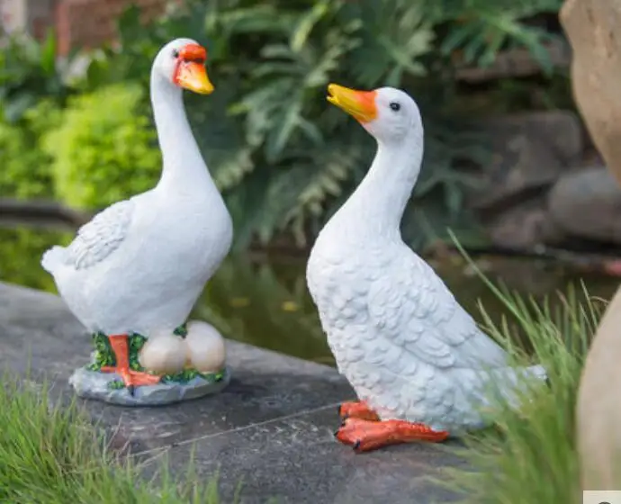 

Украшение для сада, двора, имитация утки из смолы, животное, скульптура, ландшафтные поделки, уличная гусиная вилла, идиллическая