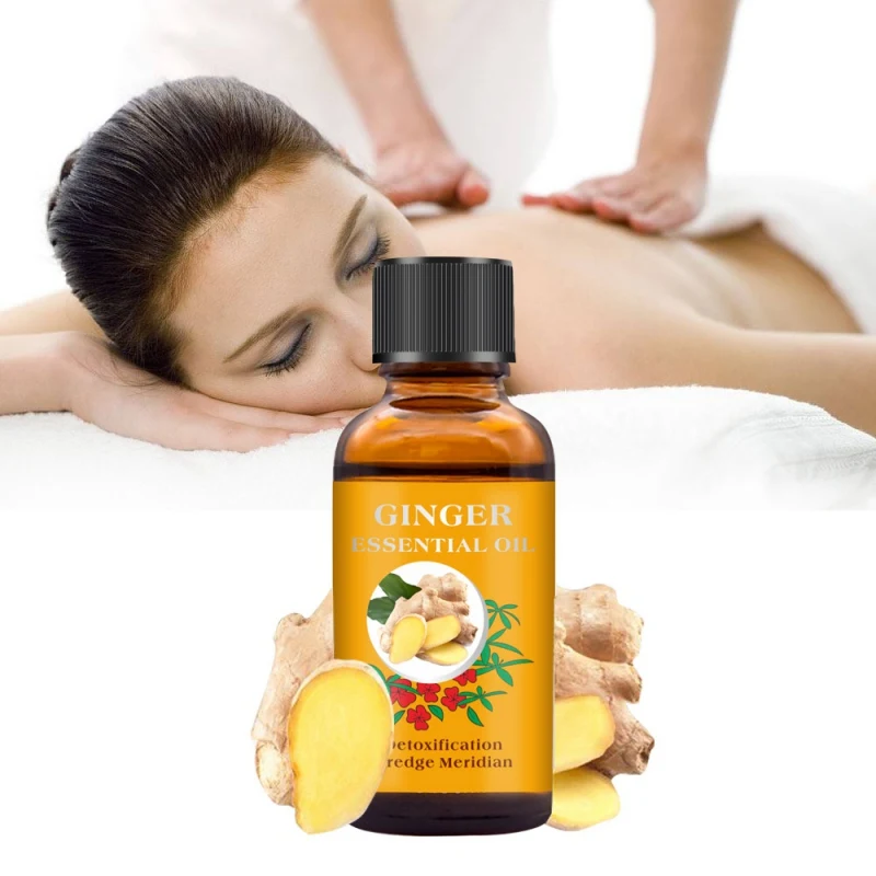 

Hardcover 30ml natural plant essential oil skin care essence and anti-aging lymphatic detoxification ginger oil body massage oil