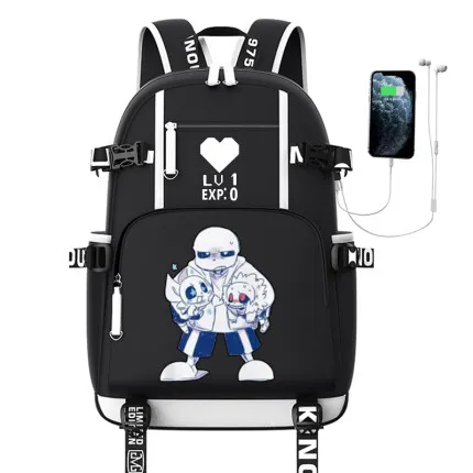 Вместительный рюкзак Undertale для подростков мужской/женский с USB-зарядкой школьные