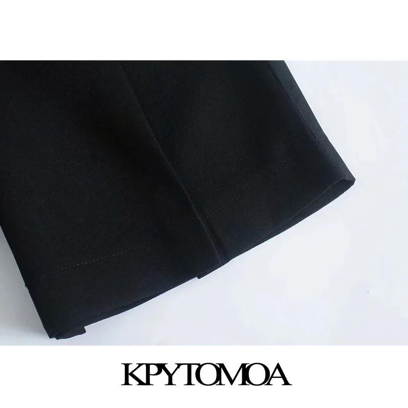 

KPYTOMOA Women 2021 Chic Fashion Side Pockets Pleated Bermuda Shorts Vintage High Waist Zipper Fly Female Short Pants Mujer