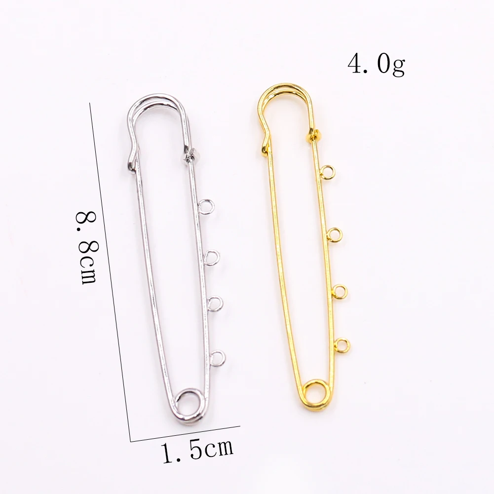 

10PCS Safety Pins Brooch Straight Pins Big Pin with 4 Holes DIY Brooch Jewelry Findings Accessories Apparel Sewing Supplies