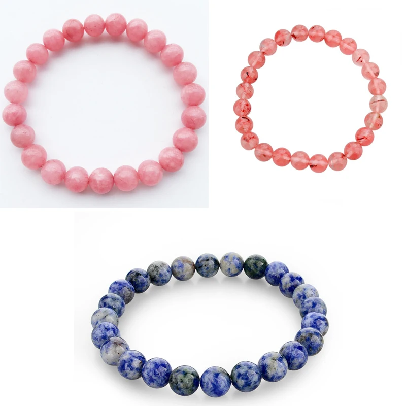 Sangsy трендовый натуральный камень розовый/синий браслет из бисера винтажный Шарм