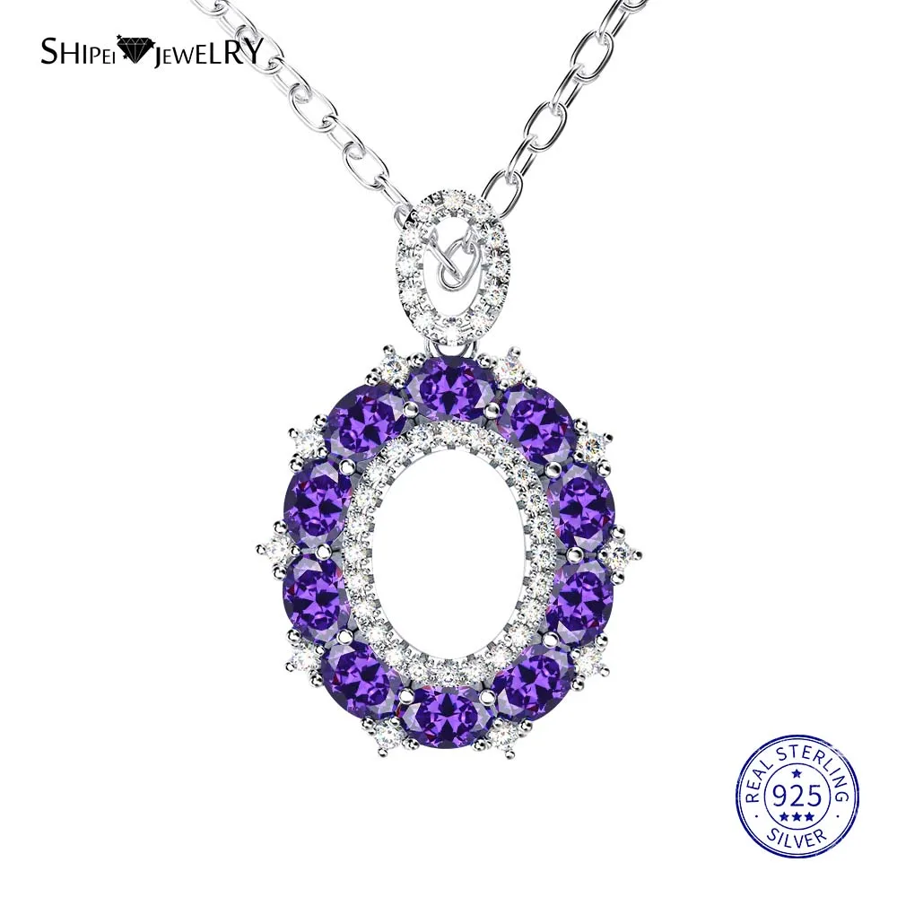 WhiteGold-Purple Shipei стерлингового серебра 925 пробы ювелирные изделия Желтое золото розовая, золотая, овальная Сапфировая подвеска ожерелье для женщин Подарок на годовщину - Цвет камня: WhiteGold-Purple