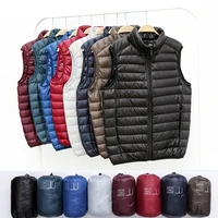 winter men duck down vest coat ultralight sleeveless puffer vest jacket fashion stand collar windproof duck down waistcoat