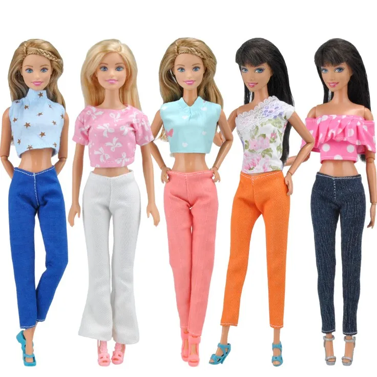 Doll Clothes Short Dress Cartoon Cute Pattern T-shirt Leggings Trousers Accessories for 29-30cm Barbie Toy Fashion | Игрушки и хобби