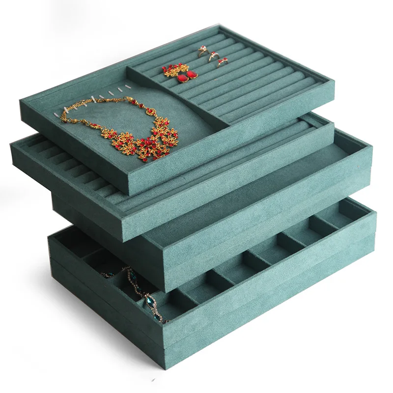 

New Velvet Jewelry Storage Tray Ring Earring Bracelet Holder Case Necklace Pendants Tray Jewelry Display Organizer Showcase