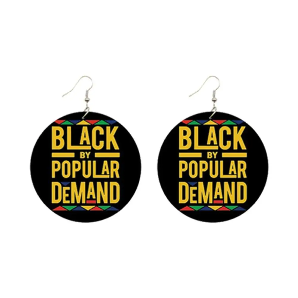 Цветные круглые серьги с буквенным принтом черные надписью Live Matters Power Never Gifts