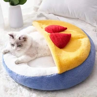cat bed round pet bed house plush dog bed 2 in 1 warm winter deep sleeping for small dogs cats kitten sofa cushion nest soft